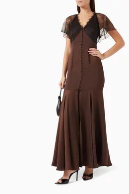 rotate birger christensen lace v neck maxi dress Maxi Slip Dress Creme White
