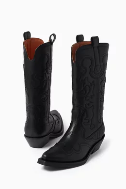 Calf Boots Ganni Mc Boots Black Mid Chelsea Boot Black/Yellow - Main Image