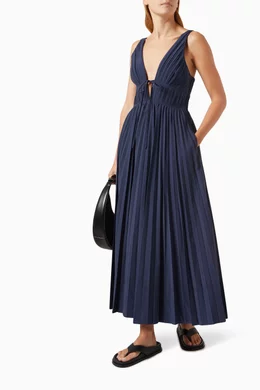simkhai stephanie midi dress Simkhai Stephanie Pleated Poplin Midi Dress - Multicoloured - 70% Off