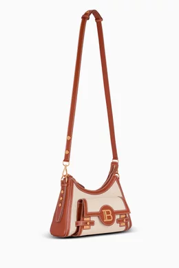 Buy Balmain Brown B-Buzz Hobo Bag in Canvas Leather For Women