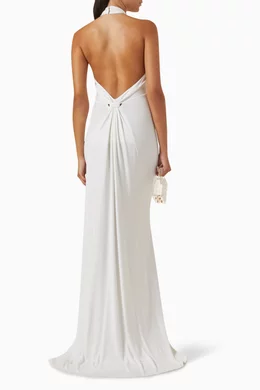 Buy Elisabetta Franchi White Red Carpet Open-back Maxi Dress in Jersey For  Women Online | Ounass Oman