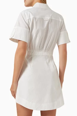 marcy short sleeve mini shirt dress in white simkhai SIMKHAI Marcy Short Sleeve Mini Shirt Dress in White