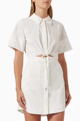 Buy Simkhai White Marcy Tie-up Mini Shirt Dress in Cotton Blend For Women  Online | Ounass Oman