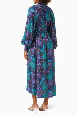 Buy Spell Blue Bohme Belted Midi Dress in LENZING ECOVERO For Women  Online | Ounass Oman