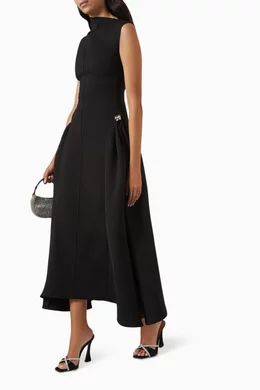 chats by c dam black dress Chats By C.Dam Black Jersey CutOut Detail Midi Dress S
