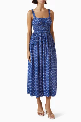 Buy DEN Blue Marianne Sleeveless Dress in Organic Cotton Blend For Women  Online | Ounass Oman