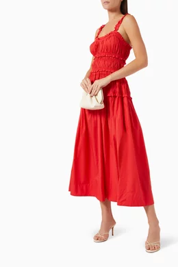 doen marianne dress red Doen Marianne Midi Dress in Red by Doen