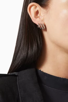 Buy Balenciaga Grey Loop Trio Earrings in Brass For Women Online