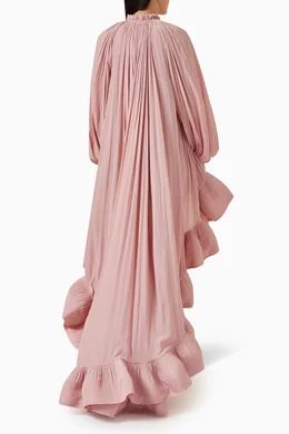 Buy Lanvin Pink Asymmetrical Ruffle Dress in Charmeuse For Women Online