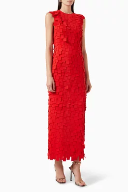 awake mode red dress Buy A.W.A.K.E Mode Red Multi-rectangle Midi Dress For Women Online