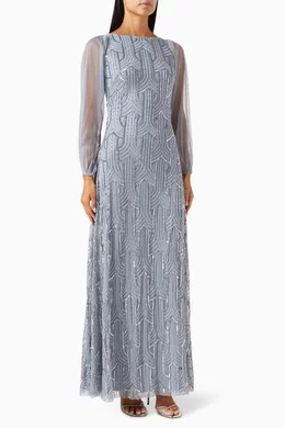 Buy Amelia Rose Blue Embellished Maxi Dress For Women Online
