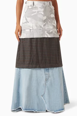 Buy Balenciaga Grey Layered Maxi Cargo Skirt in Virgin Wool