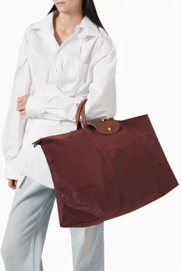 Buy Longchamp Burgundy Medium Le Pliage Original Travel Bag in Canvas For Women Online Ounass Oman