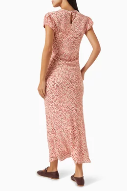 open lace back dress Reformation Selah Silk Leopard Print Scoop Neck Maxi Dress – The Closet New  York main image 0