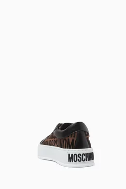 Buy Moschino Brown Logo Chunky Low-top Sneakers in Jacquard