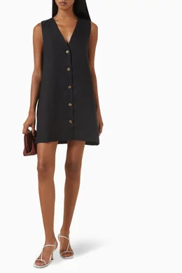Buy Posse Black Nancy Mini Dress in Linen For Women Online | Ounass Oman
