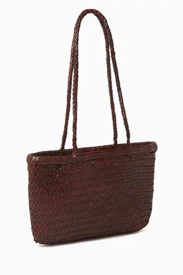 Buy St Agni Brown Petit Bagu Bag in Woven Leather For Women Online Ounass Oman