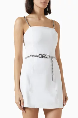 Stretch Crepe Michael Kors Short Dress Buy Michael Kors White Belted Mini  Dress In Stretch Crepe