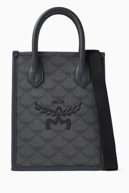 Buy MCM Grey Mini Aren Tote Bag in Lauretos Monogram Canvas For Men Online Ounass Oman