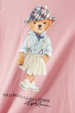 Buy Polo Ralph Lauren Pink Polo Bear T shirt in Cotton jersey For Girls Online Ounass Oman