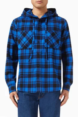 Buy Off White Multicolour Check Hooded Flannel Shirt in Cotton For Men Online Ounass Oman