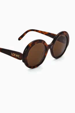 Buy LOEWE Brown Oversized Round Slim Sunglasses in Acetate  display picture 1