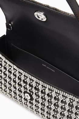 【送料&関税込】self-portrait Rhinestone Chainmail Baguette Buy Self-Portrait Black Crystal Baguette Bag in Chainmail