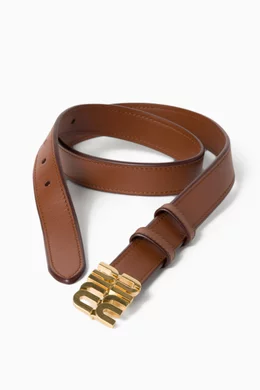 Buy Miu Miu Brown Logo Buckle Belt in For Women Online  display picture 1