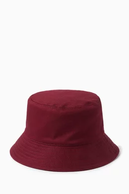 Buy Miu Miu Burgundy Logo Bucket Hat in Cotton For Women  display picture 1