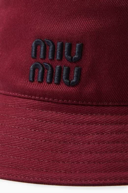 Buy Miu Miu Burgundy Logo Bucket Hat in Cotton For Women  display picture 3