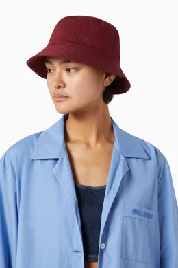 Miu Miu Logo Bucket Hat Burgundy Miu Miu Bucket Hat - Blue Hats, Accessories - MIU250412  main image 4