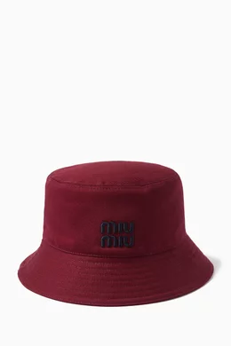 Miu Miu Logo Bucket Hat Burgundy Miu Miu Bucket Hat - Blue Hats, Accessories - MIU250412  main image 2