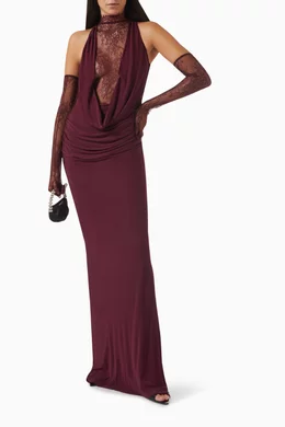 Buy De La Vali Burgundy Amaryllis Maxi Dress in Viscose Jersey For Women  Online | Ounass Oman