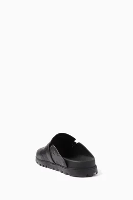 MCM Monogram Black Visetos Monogram Embossed Leather Mules MCM Monogram leather mules for Men - Black in USA | Level Shoes main image 4