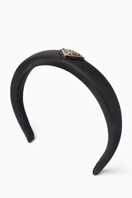 Buy Prada Black Triangle Logo Headband in Re-nylon For Women  display picture 1