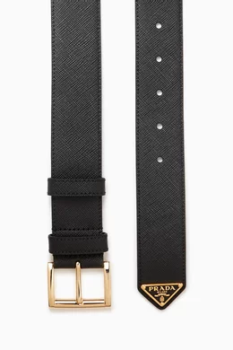 Buy Prada Black Triangle Logo Belt in Saffiano Leather For Women Online Ounass Oman