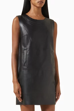norma kamali faux leather dress Buy Norma Kamali Black Tailored Mini Dress in Faux Leather For Women Online
