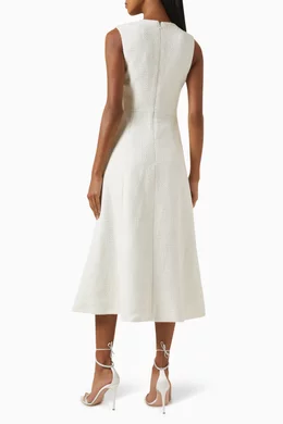 cream tinsel boucle midi dress self-portrait Cream Tinsel Boucle Midi Dress - AW24-005M-C