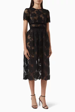 self portrait black lace velvet bow midi dress Buy Self-Portrait Black Velvet-bow Midi Dress in Lace For Women Online