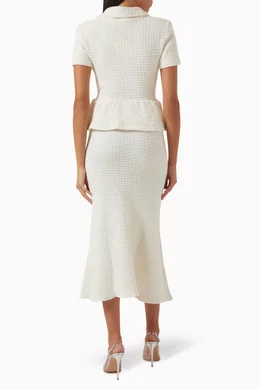 knee length dresses for ladies Black Floral Textured Knit Midi Dress – self-portrait main image 1