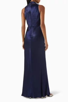 Buy Shona Joy Blue Lino Scarf-neck Maxi Dress For Women Online | Ounass Oman