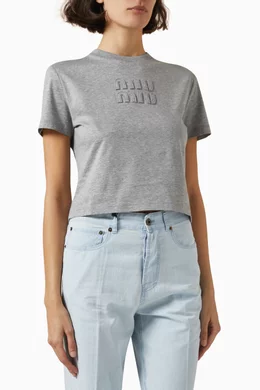 MIU MIU グレー Tシャツ Sサイズ Grey Cotton Jersey T-shirt | Miu Miu