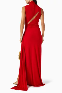 Buy Casablanca Red Sleeveless Slit Maxi Dress in Crepe Jersey For Women  Online | Ounass Oman