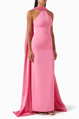 Buy Solace London Pink Ophelia Halterneck Gown For Women Online | Ounass  Oman
