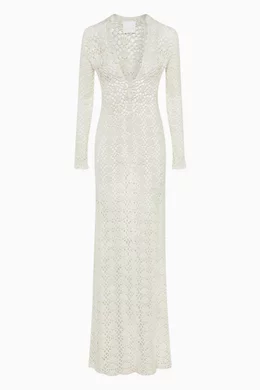 paris georgia crochet dress Paris Georgia White Snakeskin Crochet Maxi Dress