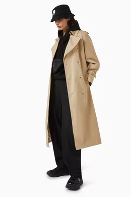 Buy KENZO Neutral Long Kimono Trench Coat in Cotton Twill For