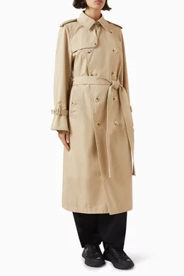 Buy KENZO Neutral Long Kimono Trench Coat in Cotton Twill For