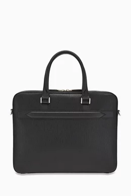 Buy Ferragamo Black Gancini Briefcase in Hammered Leather For Men Online Ounass Oman