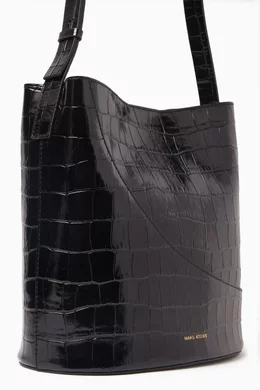 Buy Manu Atelier Black Nova Bucket Bag in Croc embossed Calf Leather For Women Online Ounass Oman
