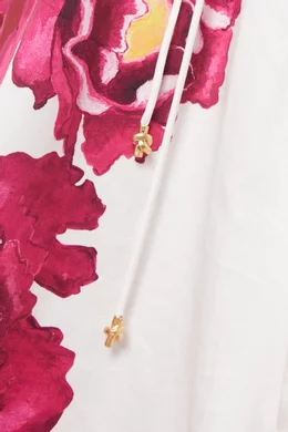 knee length dresses for ladies Fleur Midi Dress-COLLAGE FLORAL / 4